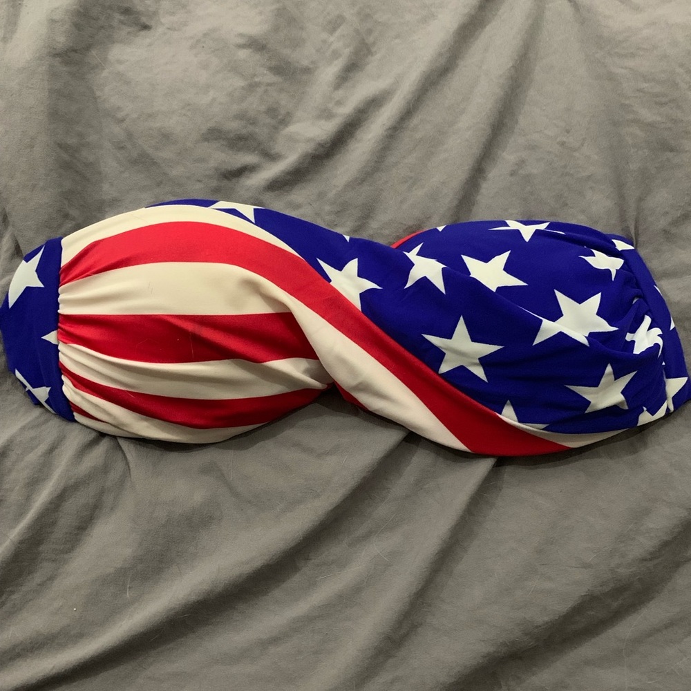 American Flag Bandeau Bikini Top